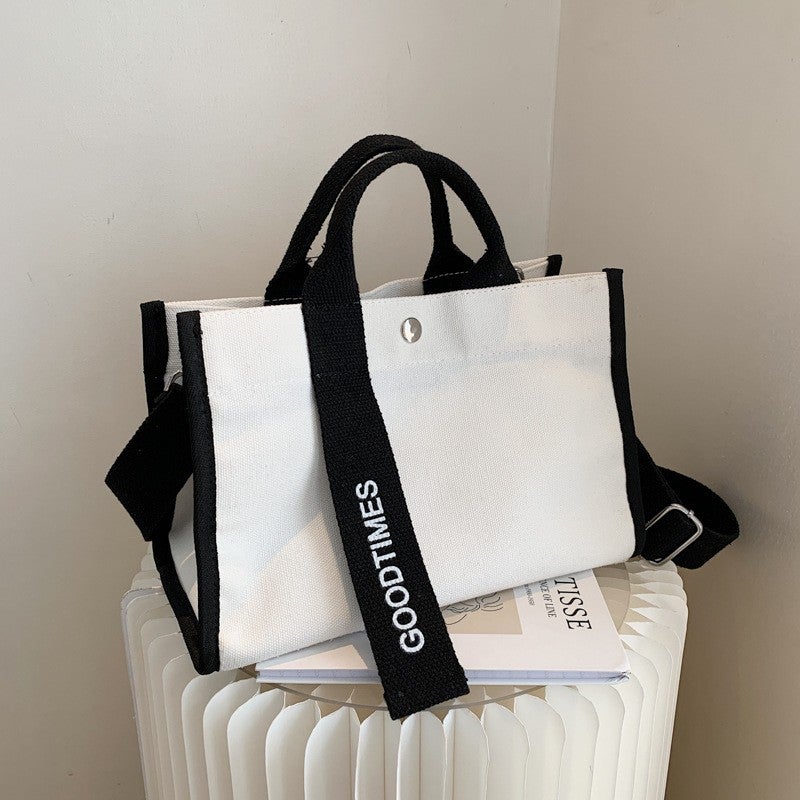 2022 Korean Canvas Tote Large Capacity Womens Bag White 
