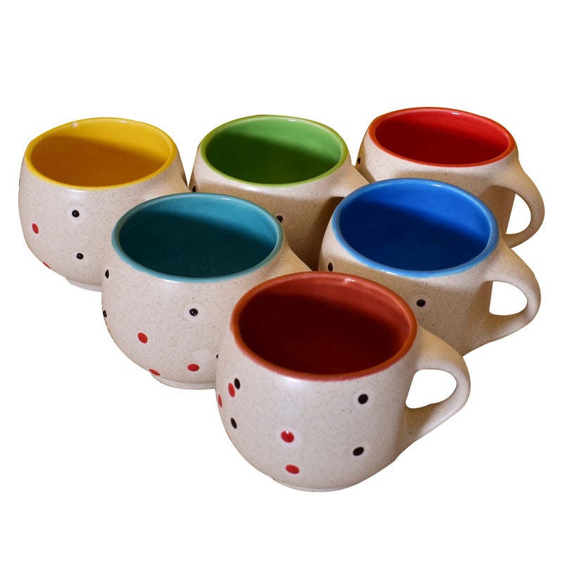 Kunhar Ceramic Multicolor Tea Cups - 6 Pieces, Multicolor, 125ml - Image 1