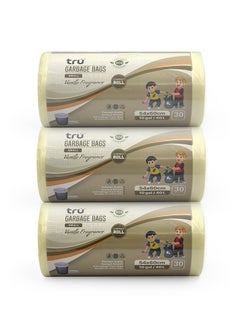 Tru Vanilla Scented Garbage Bags Compact Roll 54x60cm 10 Gallon (30pc x 3 Rolls) 90 bags  - Image 1