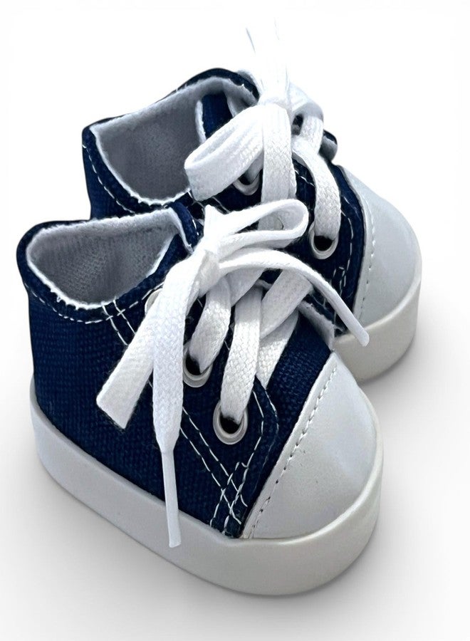 MBD Doll Shoes Navy Blue High-Top Canvas Sneakers for 18 Inch Dolls - Fully Lined & Weighted - Fits Kennedy and Friends Dolls, 18 Inch Fashion Dolls & 15 Inch Baby Dolls - Image 2