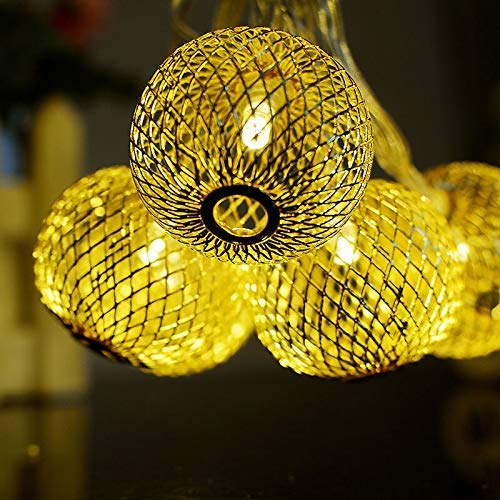 PESCA 16 Led Golden Metal Lantern Copper String Fairy Light Warm WhiteCorded ElectricCircular - Image 4