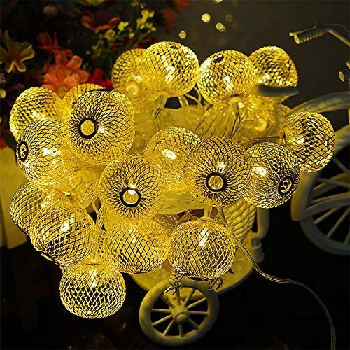 PESCA 16 Led Golden Metal Lantern Copper String Fairy Light Warm WhiteCorded ElectricCircular - Image 2