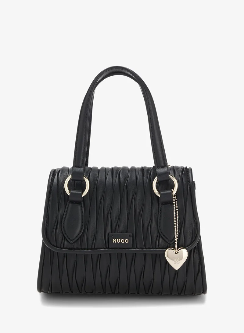 Faux-leather handbag with heart charm