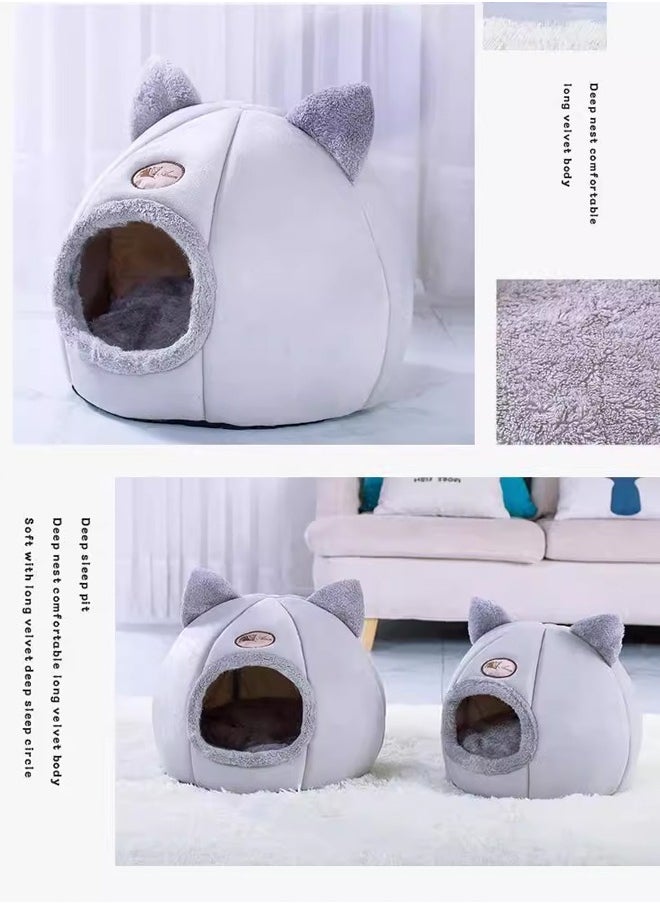 Vividorad Cats House Cats Resting Bed Pet Bed With Removable Cushion,Cat Cave Washable Luxury Cute Cat Ear Shape House  - Image 4