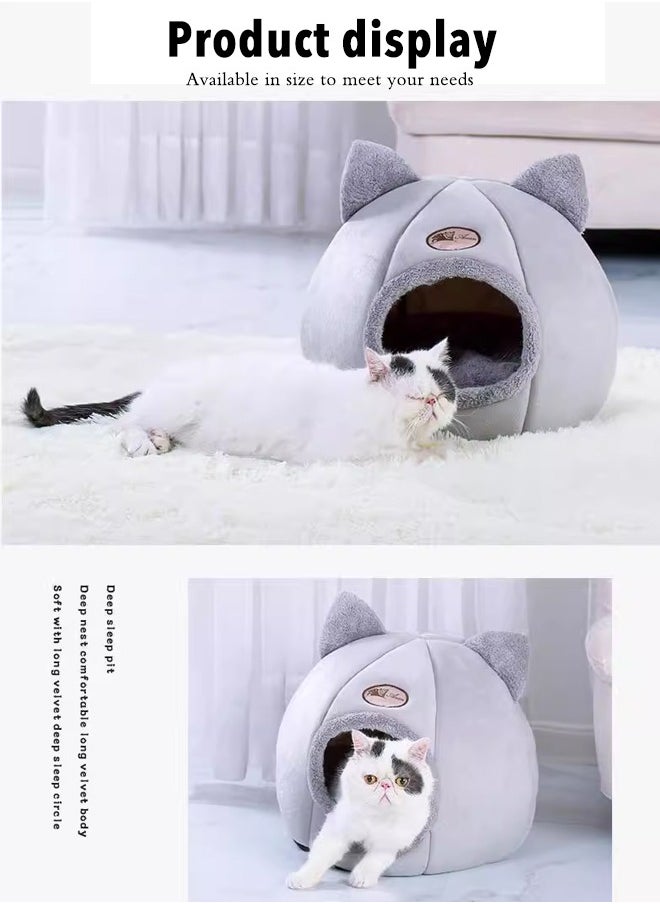 Vividorad Cats House Cats Resting Bed Pet Bed With Removable Cushion,Cat Cave Washable Luxury Cute Cat Ear Shape House  - Image 3