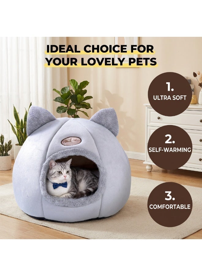 فيفيدوراد القطط البيت القطط يستريح سرير الحيوانات الأليفة سرير مع وسادة قابلة للإزالة ، القط كهف قابل للغسل الفاخرة لطيف القط شكل الأذن البيت - Image 4