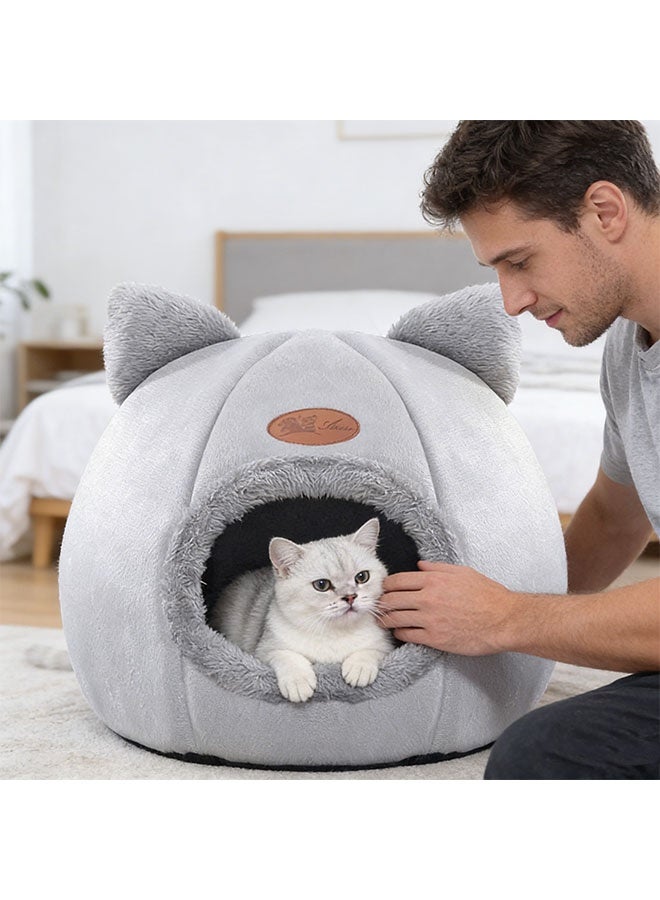 فيفيدوراد القطط البيت القطط يستريح سرير الحيوانات الأليفة سرير مع وسادة قابلة للإزالة ، القط كهف قابل للغسل الفاخرة لطيف القط شكل الأذن البيت - Image 3