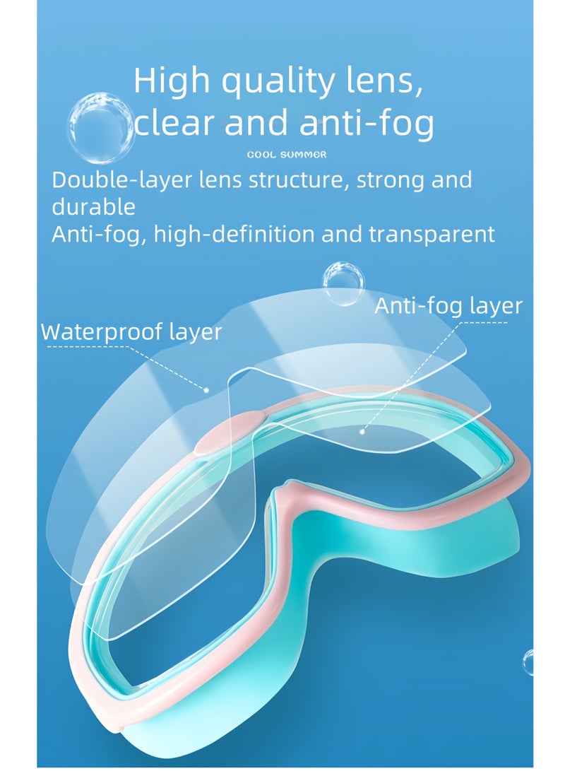 Kids Swimming Goggles and PU Cap Set – Wide View, Anti-Fog, Waterproof for Boys and Girls - Image 3