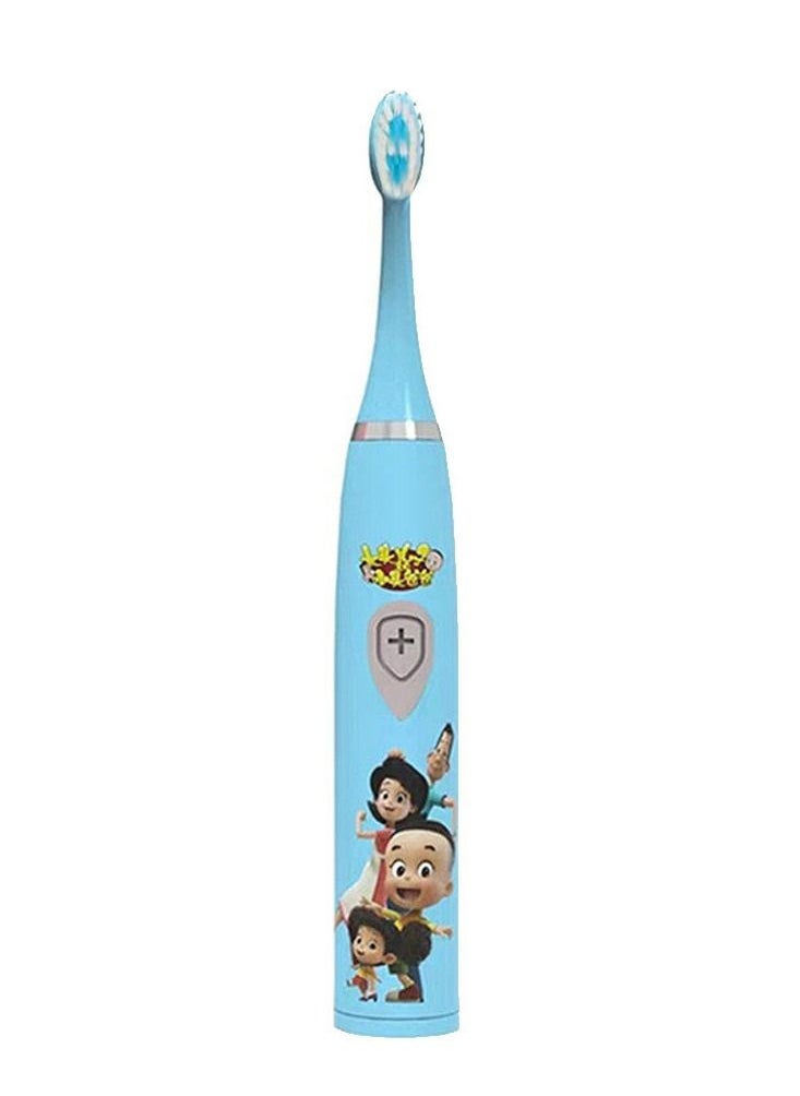 MARGOUN Electric Toothbrush for Kids Rechargeable Cartoon Printed Children Toothbrush with 2x Replacement Brush Heads Battery Operated Blue  - Image 4