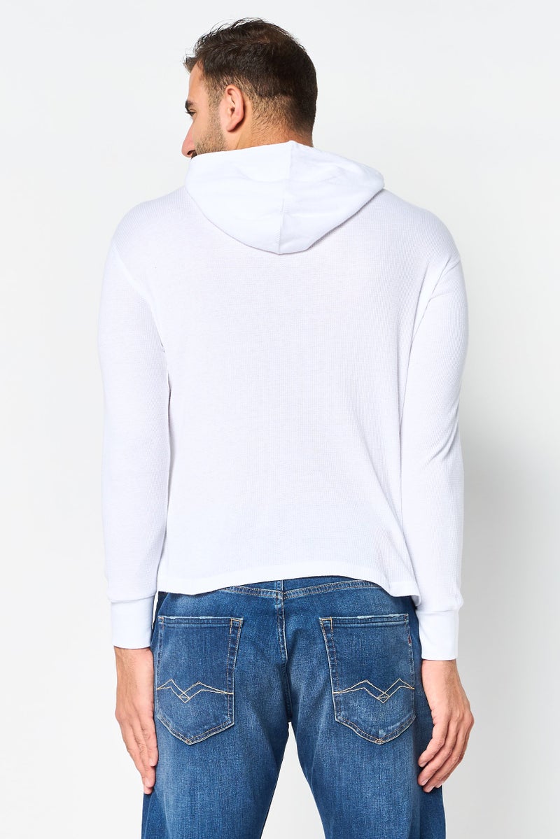 KANGOL Men Textured Long Sleeve Hoodie, White - Image 2