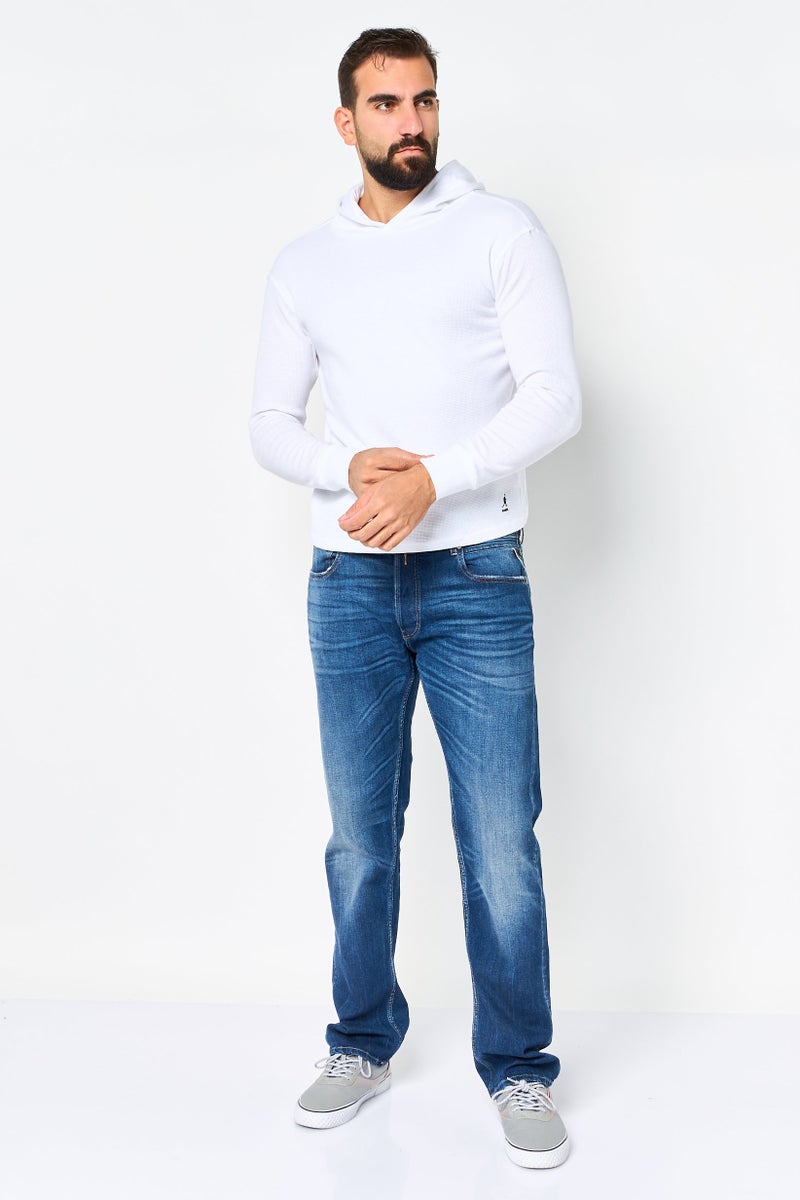 KANGOL Men Textured Long Sleeve Hoodie, White - Image 3