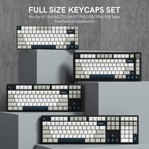 Klymra PBT Keycaps Set, Doubleshot 137 Key Caps,Cherry Profile Custom Keycap for 61/64/68/84/87/100/104/108 Mechanical Keyboard, Compatiability for 60 65 75 100 Percent Keyboads (White Grey Blue) - Image 5