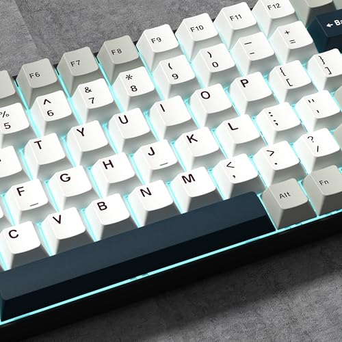 Klymra PBT Keycaps Set, Doubleshot 137 Key Caps,Cherry Profile Custom Keycap for 61/64/68/84/87/100/104/108 Mechanical Keyboard, Compatiability for 60 65 75 100 Percent Keyboads (White Grey Blue) - Image 2