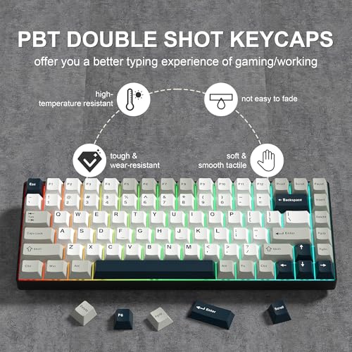Klymra PBT Keycaps Set, Doubleshot 137 Key Caps,Cherry Profile Custom Keycap for 61/64/68/84/87/100/104/108 Mechanical Keyboard, Compatiability for 60 65 75 100 Percent Keyboads (White Grey Blue) - Image 4