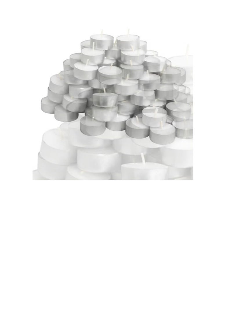 100 Pieces UnScented Tea Light Candle Silver/White - Image 2