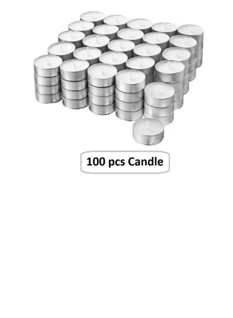 100 Pieces UnScented Tea Light Candle Silver/White - Image 1
