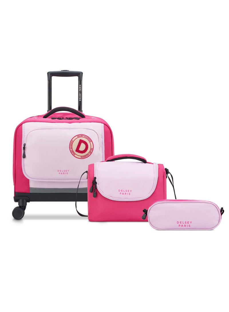 ديلسي حقيبة مدرسية بعجلات مكونة من 3 قطع + مقلمة + حقيبة غداء - Image 1