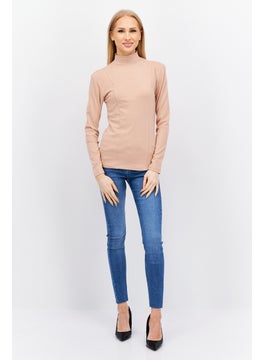 Women High Neck Long Sleeve Plain Top, Tan - pzsku/Z5CBFE303B439D6AEA98EZ/45/_/1724351001/313236bd-5166-4496-9fc2-30a4dd801ae1