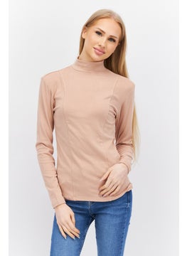 Women High Neck Long Sleeve Plain Top, Tan - pzsku/Z5CBFE303B439D6AEA98EZ/45/_/1724351002/4614f0fe-3d0c-4790-92b5-d4aa5dfb7265