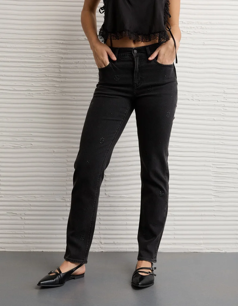 American Eagle  AE Stretch Super High-Waisted Straight Jean for Women | Best Price UAE