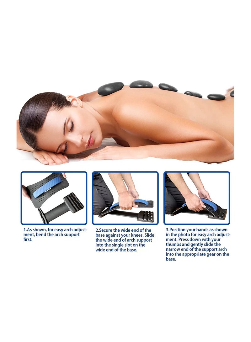 3 Heights Adjustable Back Stretcher For Pain Relief, Lower Back Stretcher With Massaging Points & Cushion Foam, Spine Deck For Office Chair, Car, Travel - Image 3