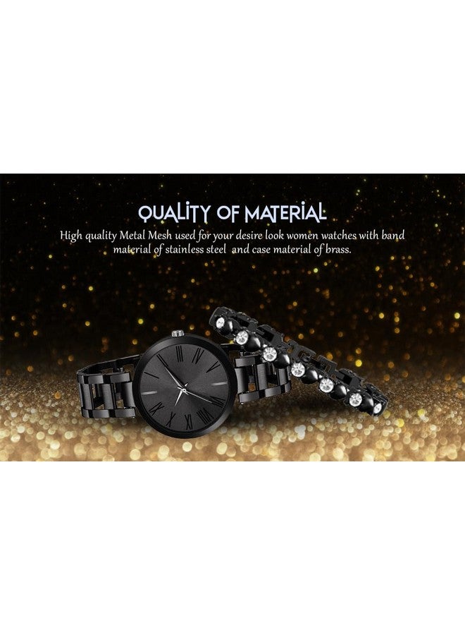 The Shopoholic Analog Black Dial and Band Stainless Steel Watch and Bracelet Combo for Girls and Womens - Image 3