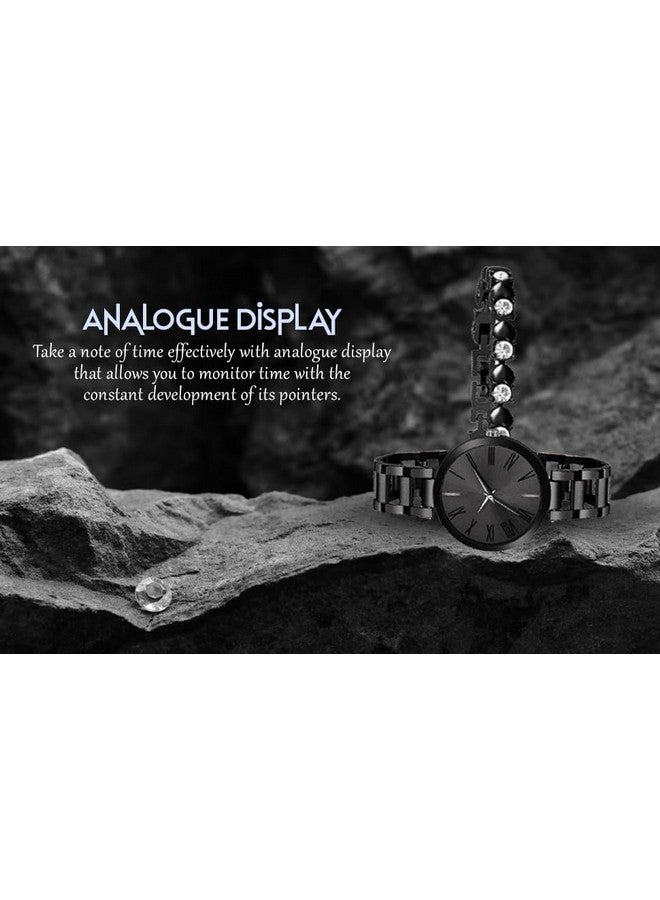 The Shopoholic Analog Black Dial and Band Stainless Steel Watch and Bracelet Combo for Girls and Womens - Image 4