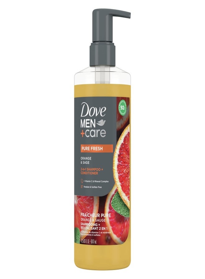 Dove Men+Care DOVE MEN + CARE 2-in-1 Shampoo + Conditioner Pure Fresh Orange & Sage for Strong, Healthy-Looking Hair, with Vitamin C & Mineral Complex, 17.5 oz - Image 1