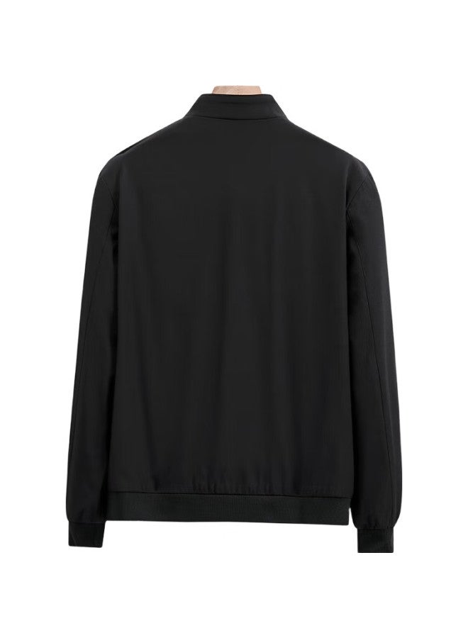 ROMON Jacket For Men, Spring And Autumn Outerwear, Solid Color Stand-Up Collar, Versatile Executive Business Casual Menswear, Ii6, Black, M - Image 3