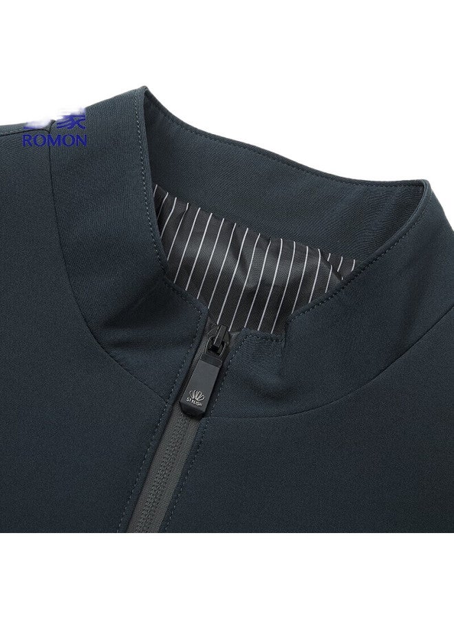 ROMON Jacket For Men, Spring And Autumn Outerwear, Solid Color Stand-Up Collar, Versatile Executive Business Casual Menswear, Ii6, Black, M - Image 1