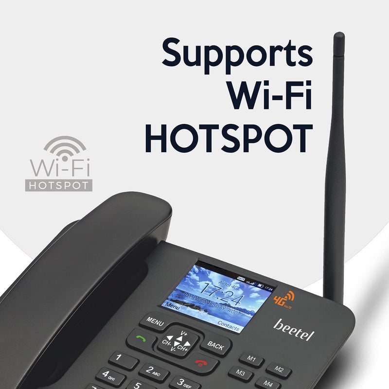 Beetel F5 4G بشاشة LCD ملونة، هوائي 'TNC' عالي الأداء قابل للفصل، يدعم 4G Volte، 4G، 3G، 2G، راديو FM، بلوتوث، الاتصال السريع 4 ذاكرة مباشرة، منبه، آلة حاسبة أساسية (أسود) - Image 4