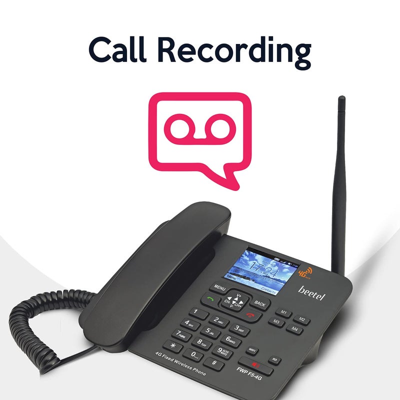 Beetel F5 4G بشاشة LCD ملونة، هوائي 'TNC' عالي الأداء قابل للفصل، يدعم 4G Volte، 4G، 3G، 2G، راديو FM، بلوتوث، الاتصال السريع 4 ذاكرة مباشرة، منبه، آلة حاسبة أساسية (أسود) - Image 5