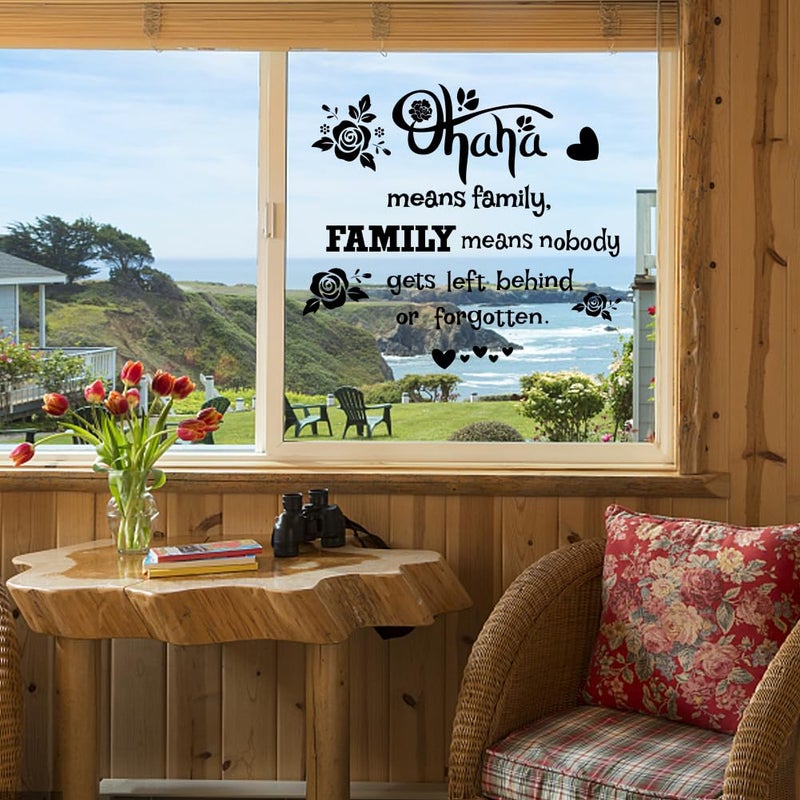 PLIGREAT Ohana Means Family Quotes Wall Stickers Removable Vinyl Peel and Stick Wall Decals for Living Room Bedroom Sofa TV Background Hallway Photo Wall Decoration Home Indoor DIY Wall Art Decor - Image 5