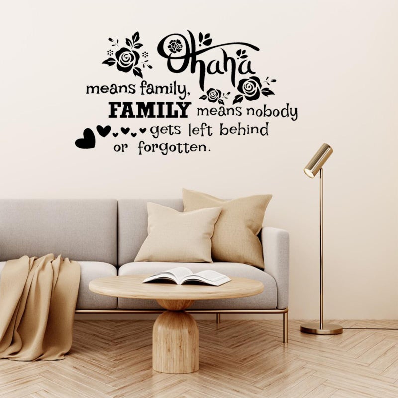 PLIGREAT Ohana Means Family Quotes Wall Stickers Removable Vinyl Peel and Stick Wall Decals for Living Room Bedroom Sofa TV Background Hallway Photo Wall Decoration Home Indoor DIY Wall Art Decor - Image 2