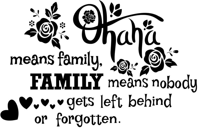 PLIGREAT Ohana Means Family Quotes Wall Stickers Removable Vinyl Peel and Stick Wall Decals for Living Room Bedroom Sofa TV Background Hallway Photo Wall Decoration Home Indoor DIY Wall Art Decor - Image 1