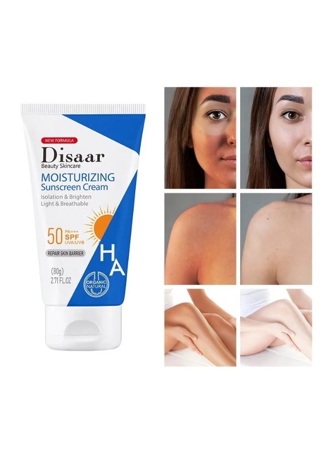 Disaar Hyaluronic Acid SPF 50 Moisturizing Sunscreen 80 g Sun Protection Hydrating Brightening Face Body Cream - Image 3