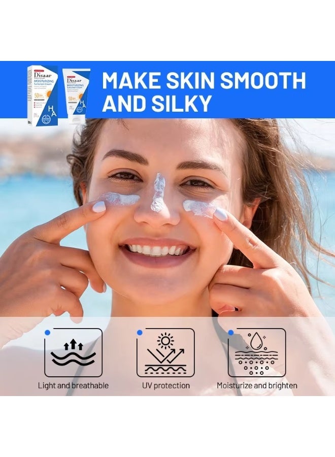 Disaar Hyaluronic Acid SPF 50 Moisturizing Sunscreen 80 g Sun Protection Hydrating Brightening Face Body Cream - Image 2