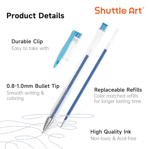 Shuttle Art 360 Pack Gel Pens Set, 180 Colors Gel Pen Set Plus 180 Color Refills Perfect for Adult Coloring Books Doodling Drawing Art Markers - Image 4