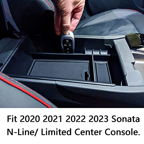 EDBETOS Center Console Organizer Tray Compatible with Hyundai Sonata Accessories 2020 2021-2022 2023 Limited N-Line Interior Armrest Secondary Storage Box ABS Material, Black Trim - Image 5