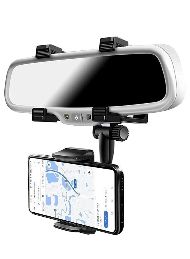 Car Rearview Mirror Phone Mount Holder for Car, 360° Rotating, Multifunctional Mount Phone and GPS Holder Universal Car Phone Holder for All Smartphones  - Image 1