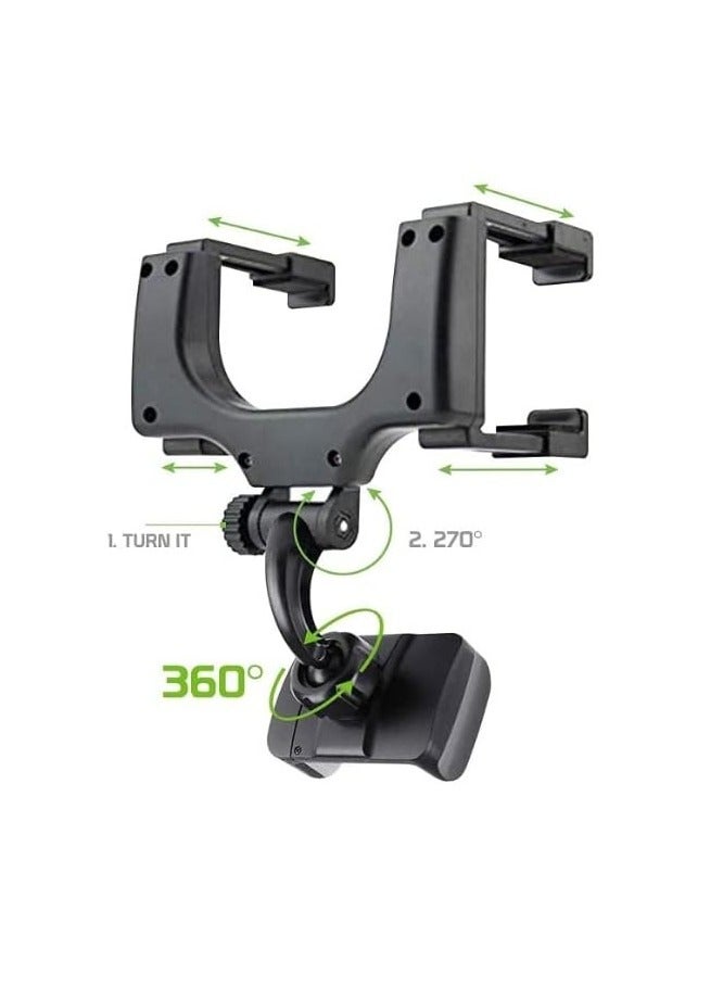Car Rearview Mirror Phone Mount Holder for Car, 360° Rotating, Multifunctional Mount Phone and GPS Holder Universal Car Phone Holder for All Smartphones  - Image 5
