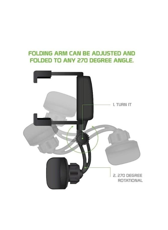 Car Rearview Mirror Phone Mount Holder for Car, 360° Rotating, Multifunctional Mount Phone and GPS Holder Universal Car Phone Holder for All Smartphones  - Image 4