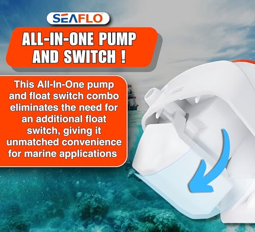 SEAFLO 06 Series Automatic Submersible Bilge Pump - 1100 GPH, 12V, 1-1/8"" Outlet, 4-Year Warranty! Built-In Float Switch, Snap-Off Strainer, Compact for Marine Boat Yacht, CE & Rohs Certified - Image 2