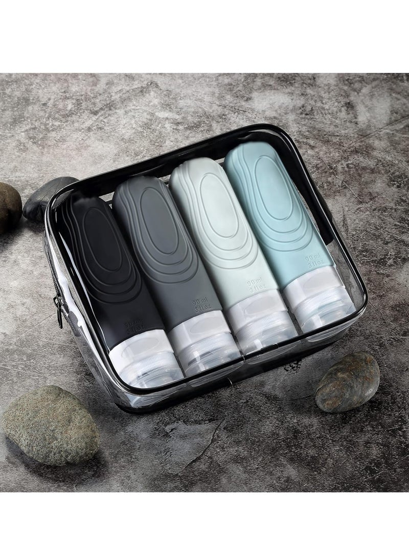 Travel Accessories Travel Bottles for Toiletries, Travel Containers with Labels, Leak Proof Containers for Toiletries,Easy to Carry for Travelling, Clubs, Fitness, Business (90ml Grey 4 Pack) - Image 2