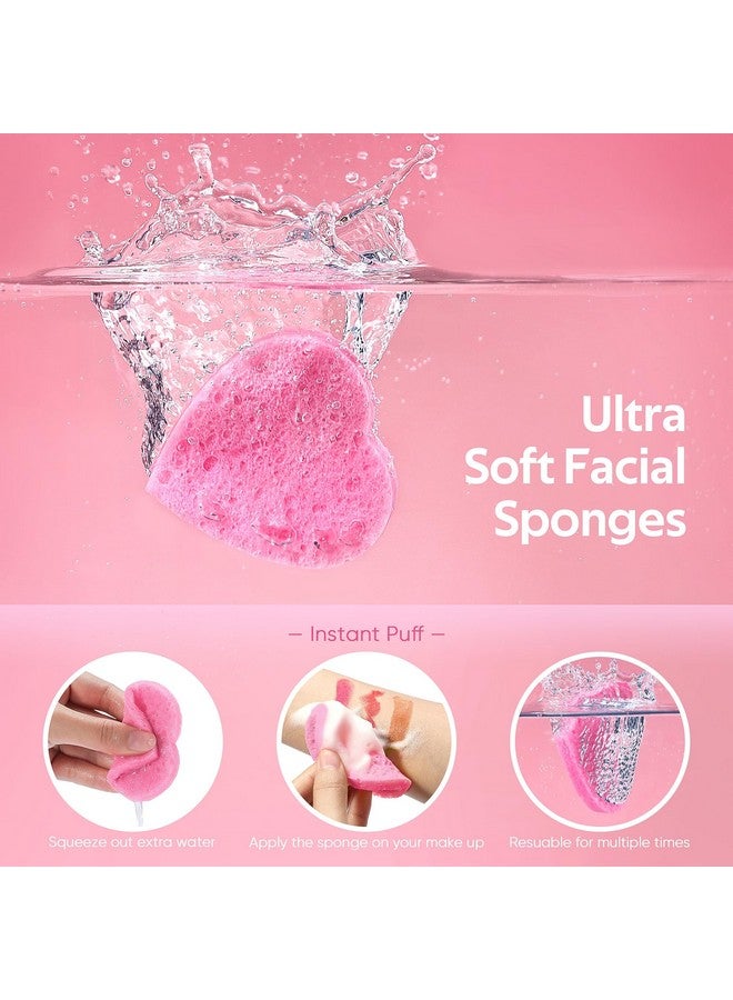 GAINWELL 50Count Heart Shape Compressed Facial Sponges For Daily Facial Cleansing And Exfoliating 100％ Natural Cosmetic Spa Sponges For Makeup Remover - Image 2