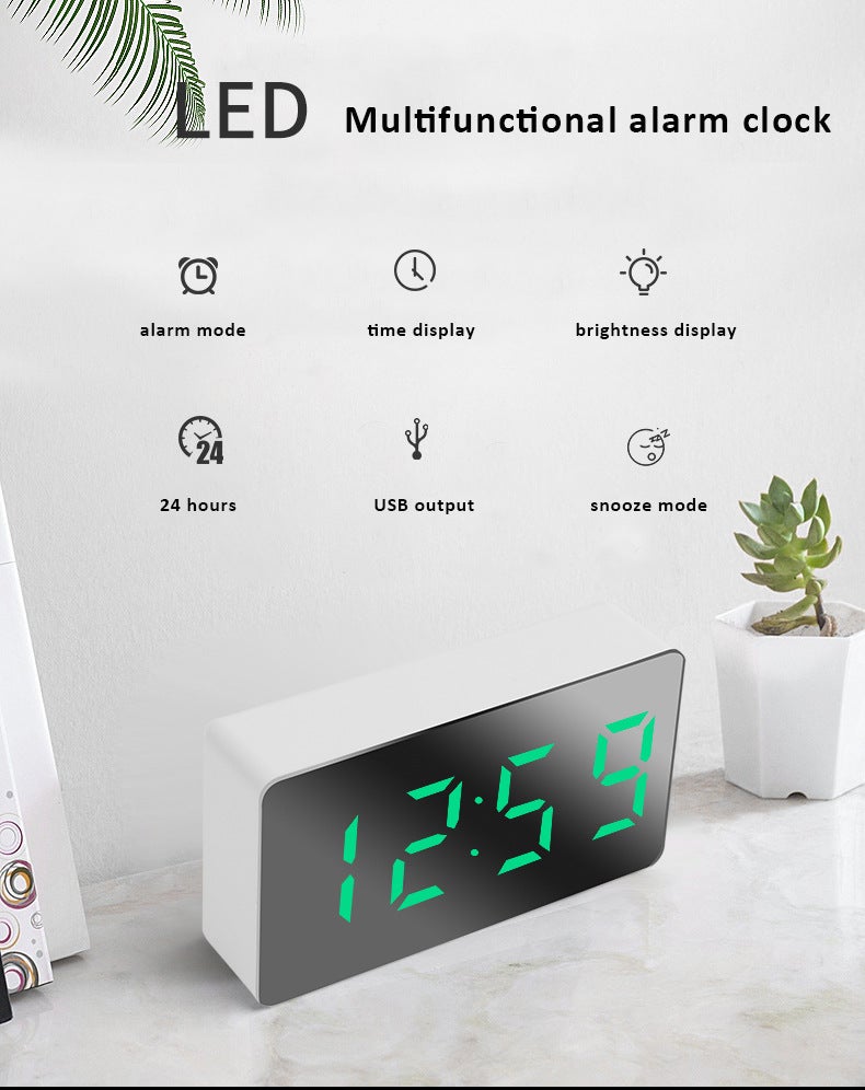 Mini Led Mirror Clock Travel Clock Digital Digital Alarm Clock Car Clock Multi-Color Font Portable Silent - Image 5