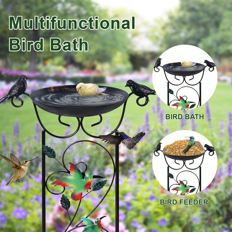 hogardeck 35â€ Metal Bird Bath with Garden Trellis for Climbing Plants Outdoor, Vintage Detachable Decorative Birdbath Bowl, Metal Plant Support for Climbing Flowers - Image 3
