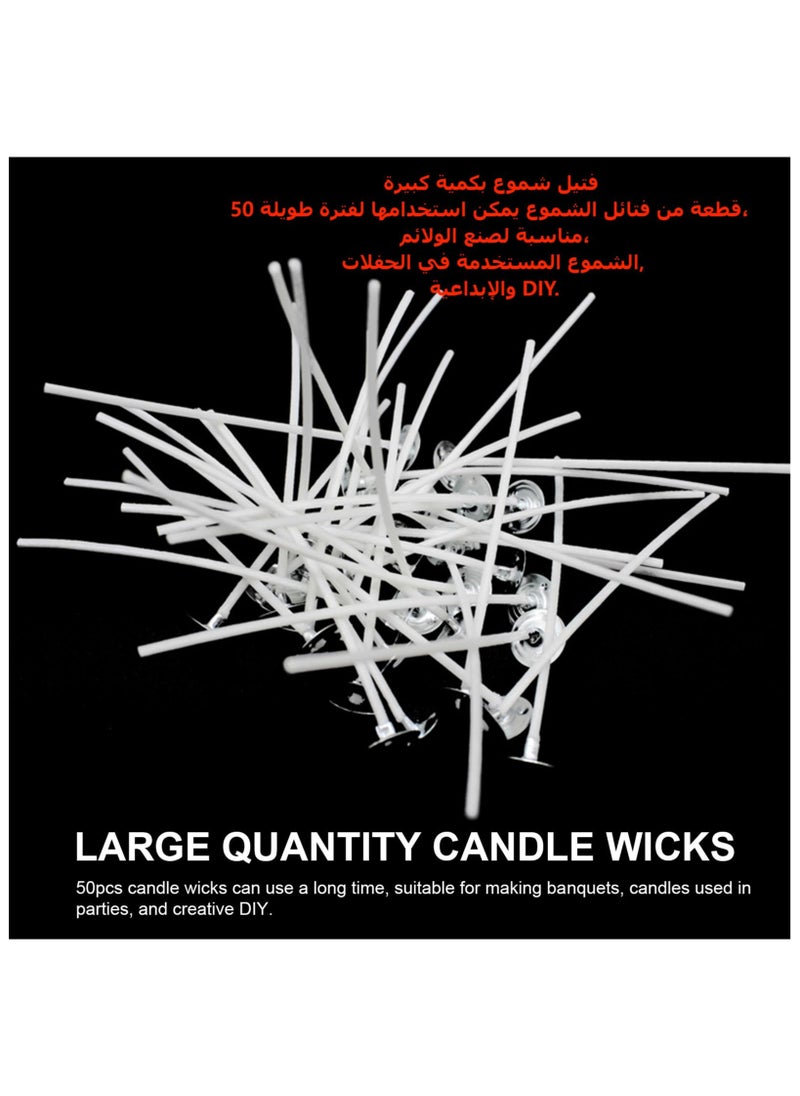 Generic 50PCS Candle Wicks Pre Waxed Wicks Candle Making Kit Cotton Pre-Waxed Candle Wicks for Candle Making DIY Long Lasting burning 10cm  - Image 3
