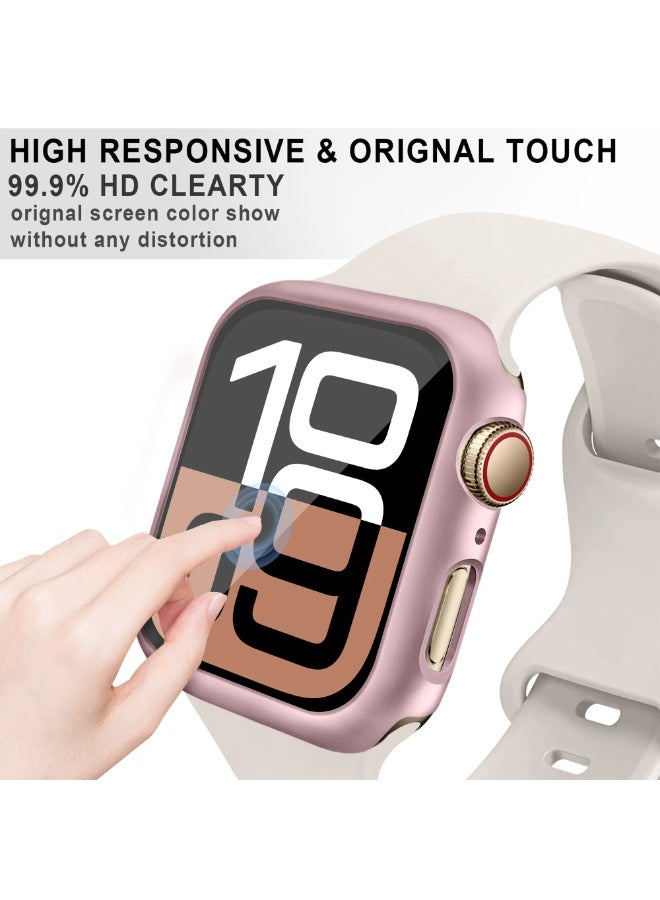 Hard Case Compatible with Apple Watch Series 10 46mm(2024), with 9H Tempered Glass Screen Protector [360° Shockproof + Anti Scratch] Cover for iWatch S10 46mm-Pink - Image 5