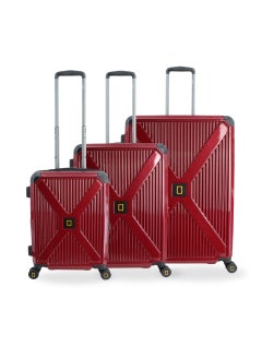 NATIONAL GEOGRAPHIC National Geographic Metallic PC Hardside Luggage Metallic Red Trolley Set of 3, Lightweight Durable Anti-Theft Zipper TSA Lock, 4 Double Spinner Wheels Bag, Expandable Suitcase with Aluminum Telescopic Handle  - Image 1